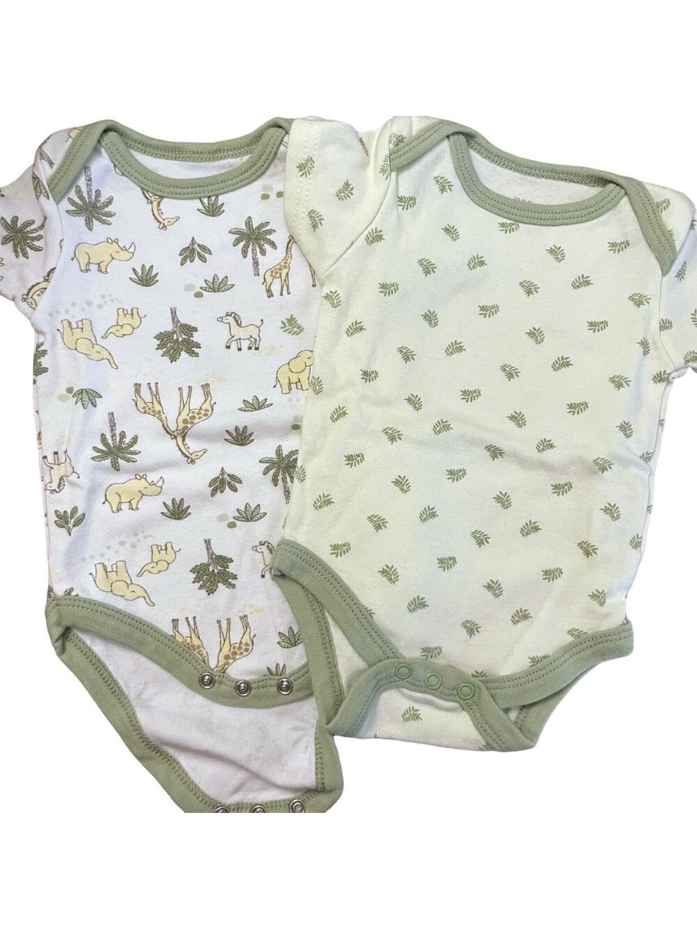 Kyle & Deena New York 2 Piece Set Baby Bodysuit Green Animals Leaves 3-6 Months